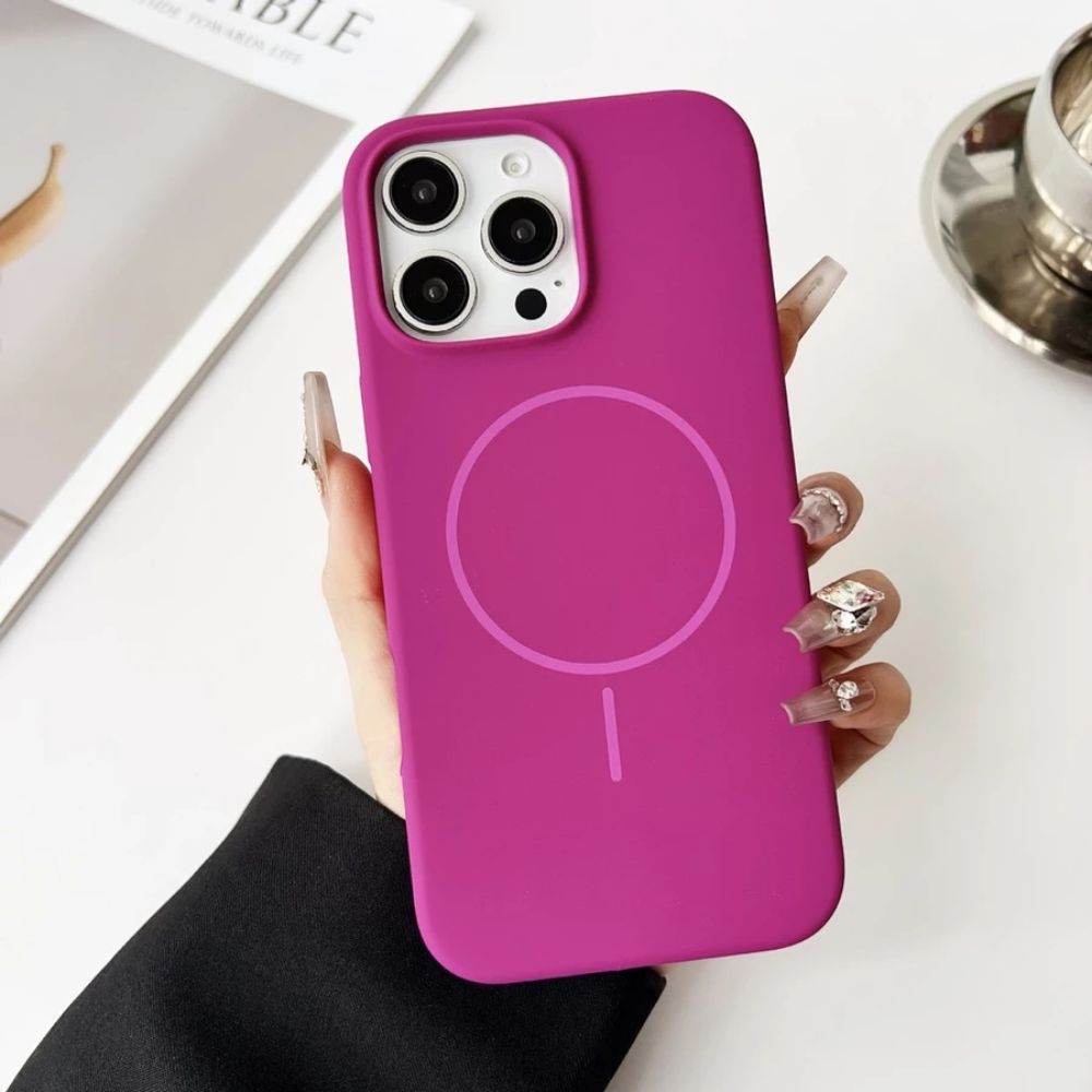 TMG-13.jpg Fluorescent Pink Magnetic Liquid Silicone Phone Case - Image 1