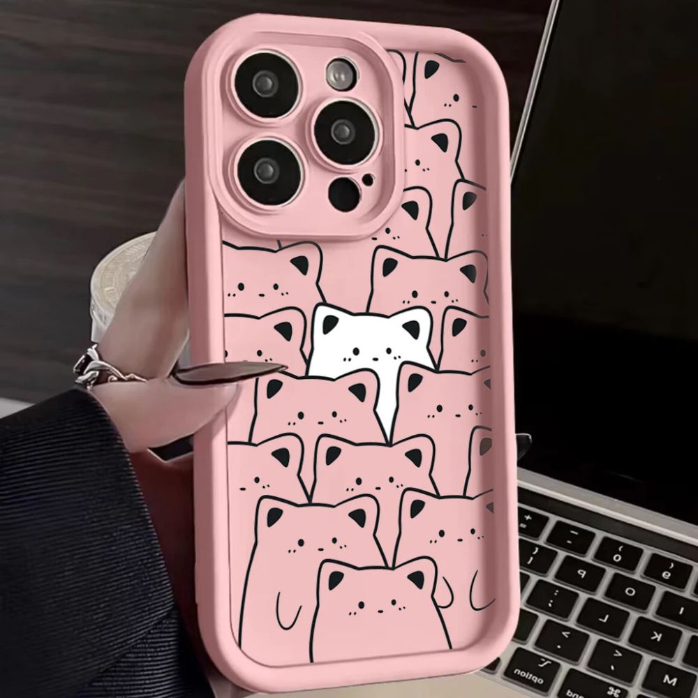 TMG-23.jpg Pink Cute Kitty Soft Silicone Phone Case - Image 1