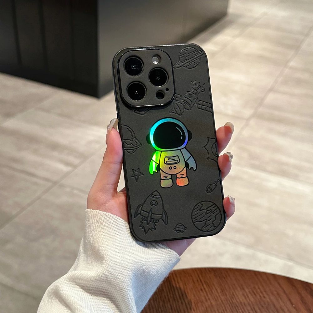 TMG-27.jpg NASA Black Cartoon Astronaut Silicone Phone Case - Image 1