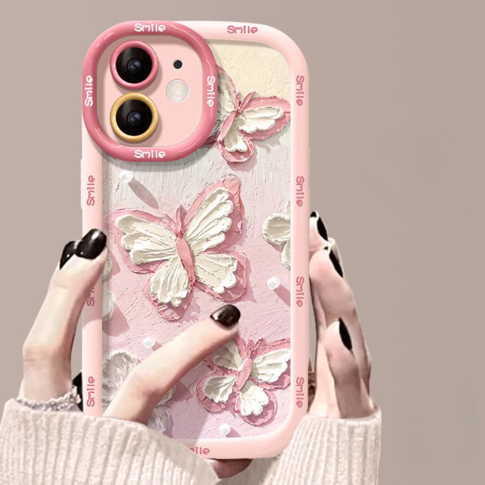 TMG-40.jpg Pink Oil Painting Butterfly Phone Case - Image 1