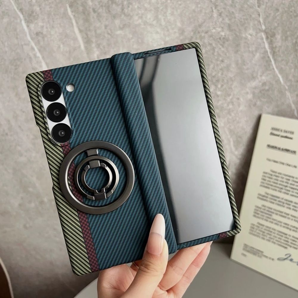 TMG-44.jpg Green Carbon Fibre Texture Magnetic Silicone Phone Case - Image 1