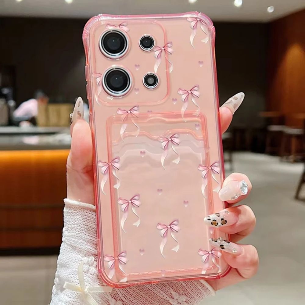 TMG-72.jpg Pink Clear Cute Pink Heart Bow Phone Case - Image 1