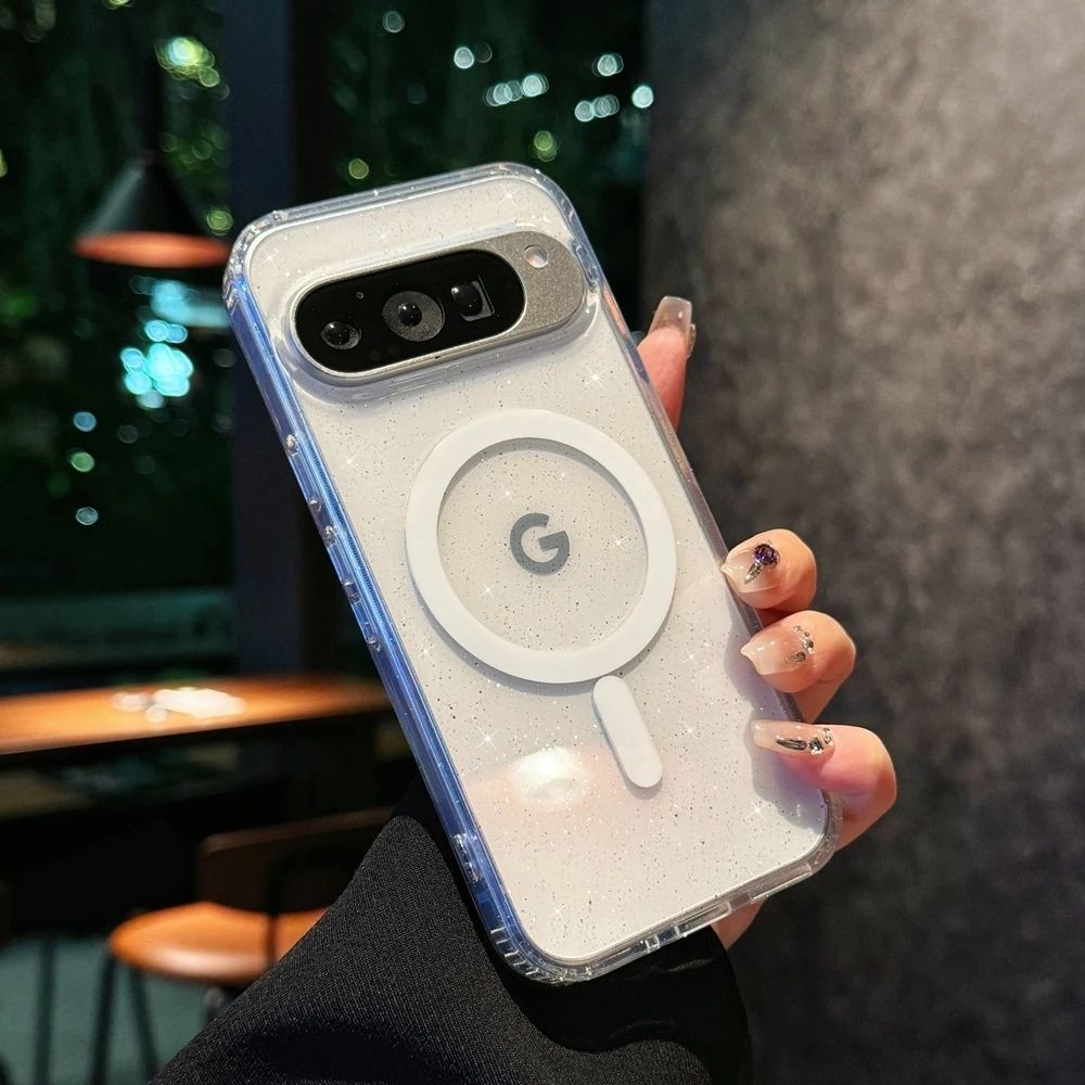 TMG-77.jpg Transparent Clear Magnetic Wireless Charging Bling Sequins Phone Case - Image 1