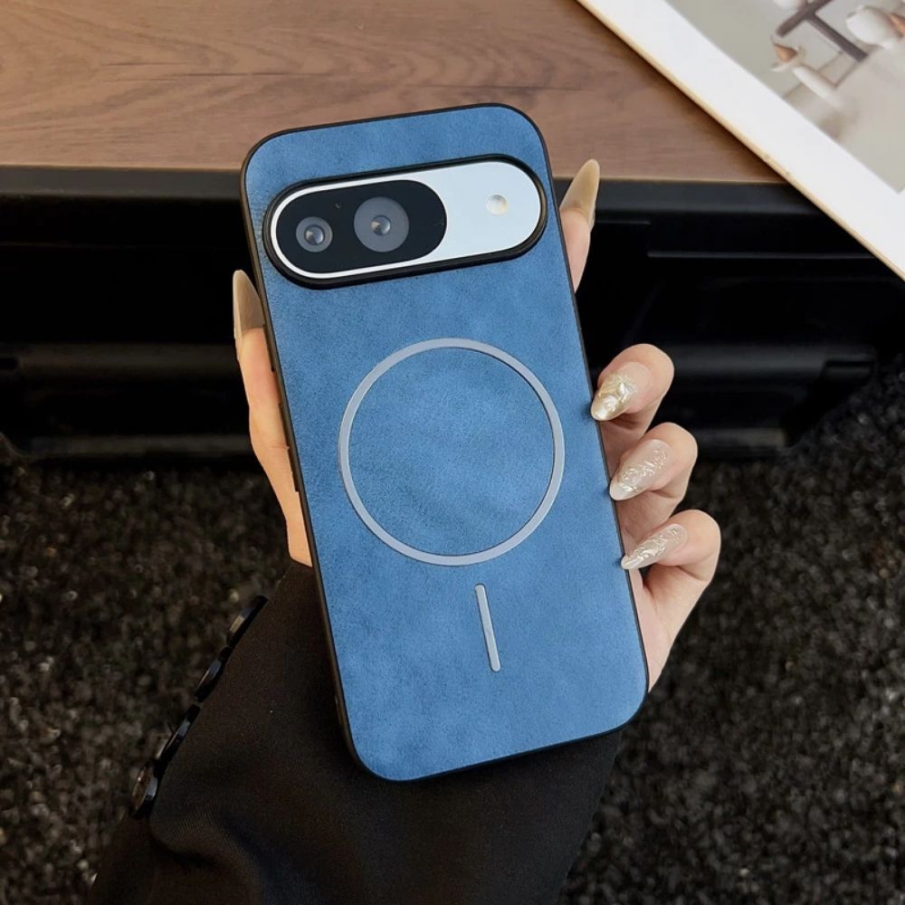 TMG-88.jpg Blue Premium Vintage Leather Anti-shock Suction Phone Case - Image 1