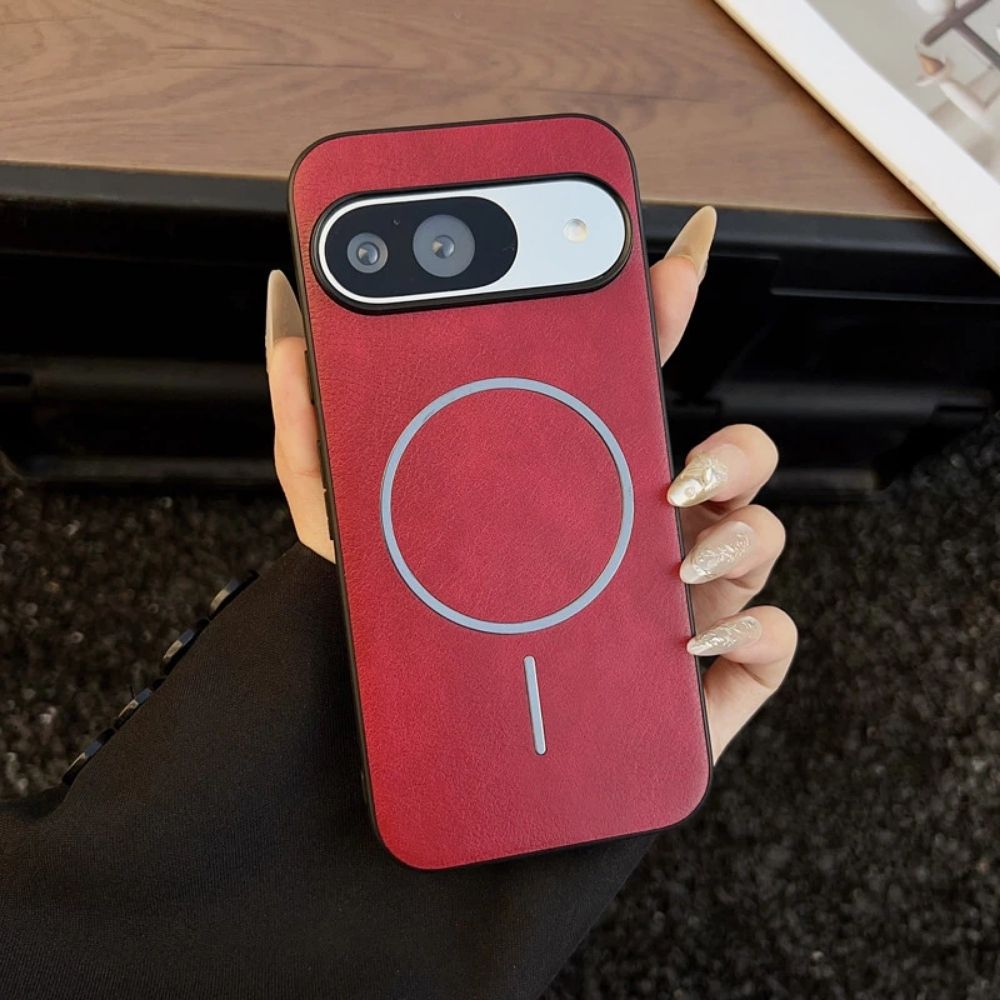 TMG-89.jpg Red Premium Vintage Leather Anti-shock Suction Phone Case - Image 1