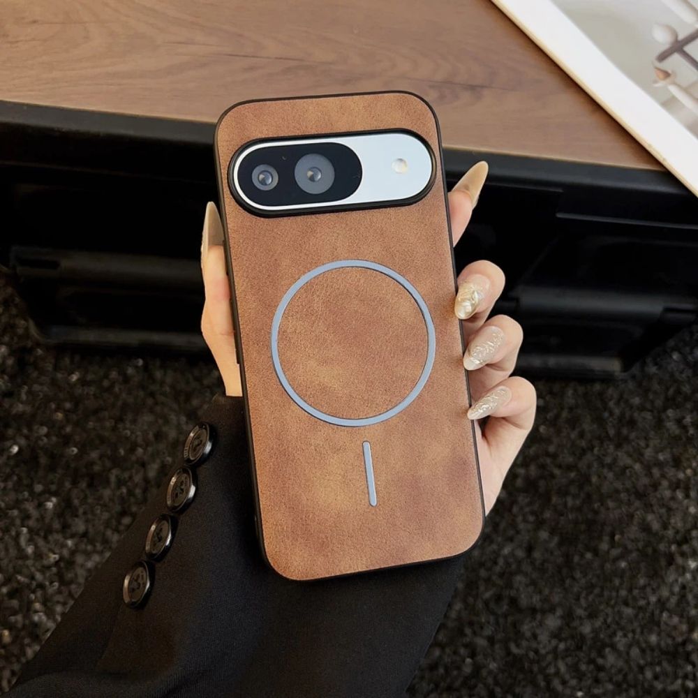 TMG-90.jpg Brown Premium Vintage Leather Anti-shock Suction Phone Case - Image 1