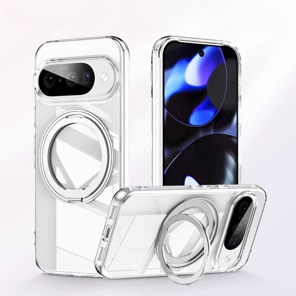 TMG-91.jpg Transparent Clear 360° Rotatable Ring Stand Magnetic Phone Case - Image 1