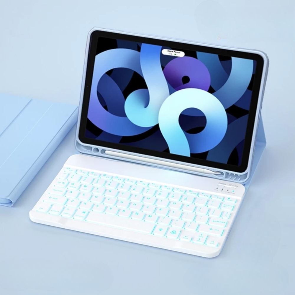 TMG5-24.jpg Blue Backlit Keyboard LED 7 Light Colors Built-in Pen Slot Bluetooth Magnetic Keyboard Case - Image 1