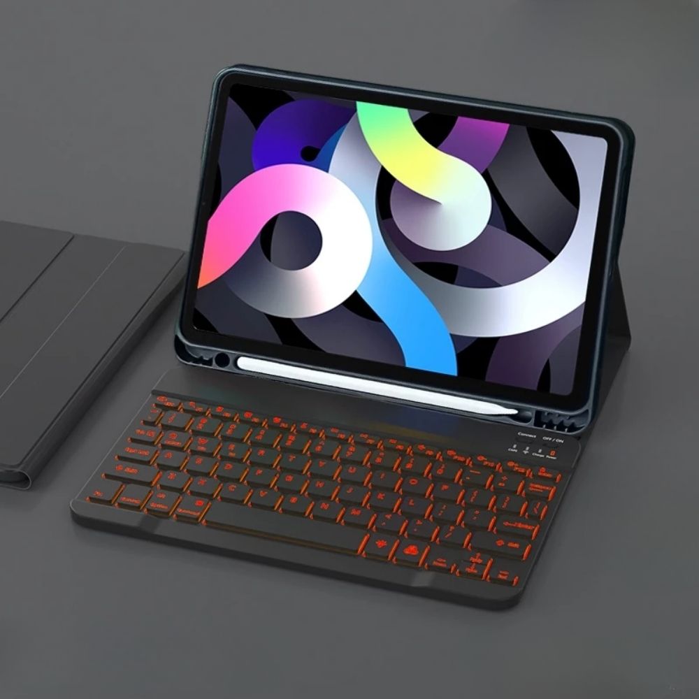 TMG5-26.jpg Black Backlit Keyboard LED 7 Light Colors Built-in Pen Slot Bluetooth Magnetic Keyboard Case - Image 1