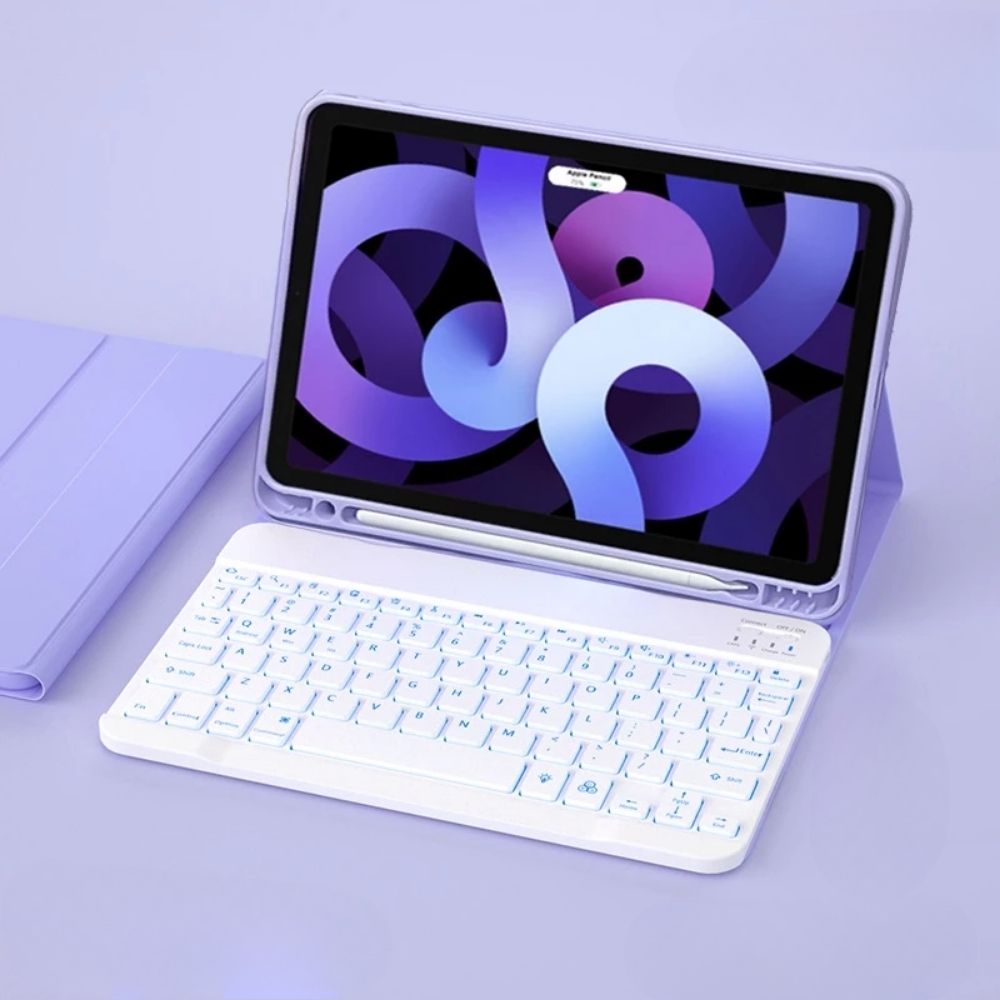 TMG5-28.jpg Purple Backlit Keyboard LED 7 Light Colors Built-in Pen Slot Bluetooth Magnetic Keyboard Case - Image 1