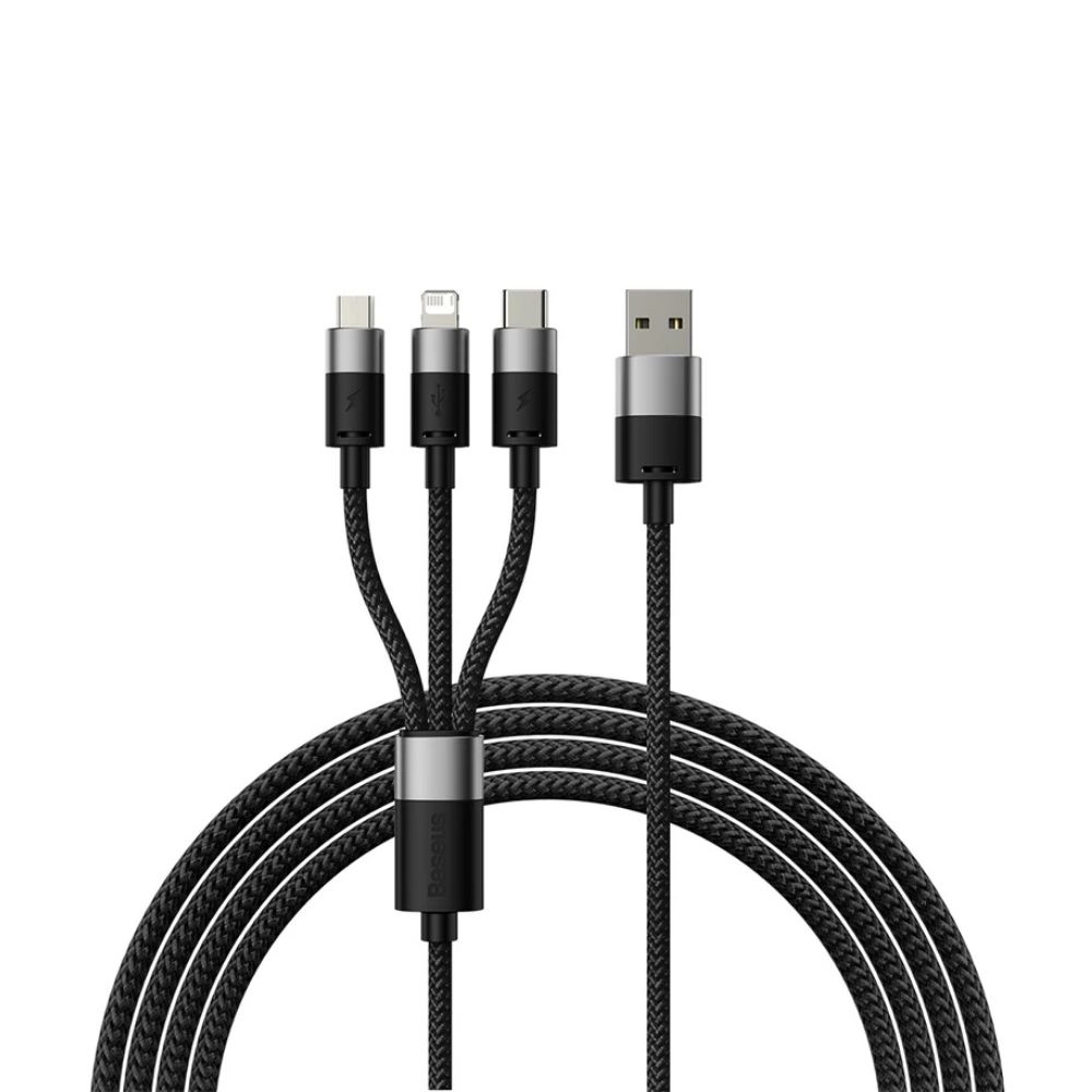 TMG5-38.jpg Black 3 in 1 USB Micro USB C Type C Charging Data Cable - Image 1