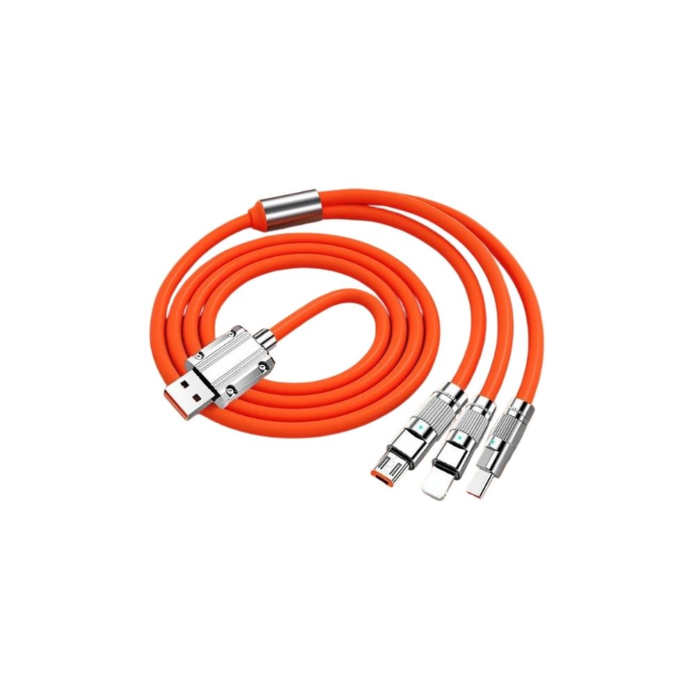TMG5-40.jpg Orange 120W 3A 3 in 1 Fast Charging Data Cable Type-C Micro USB - Image 1